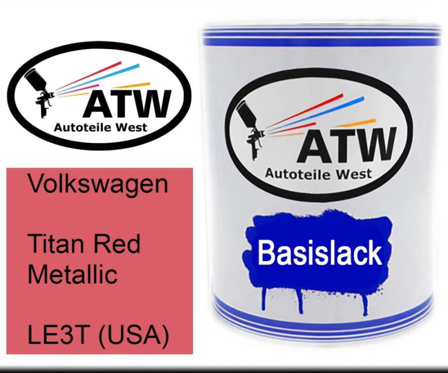 Volkswagen, Titan Red Metallic, LE3T (USA): 1L Lackdose, von ATW Autoteile West.